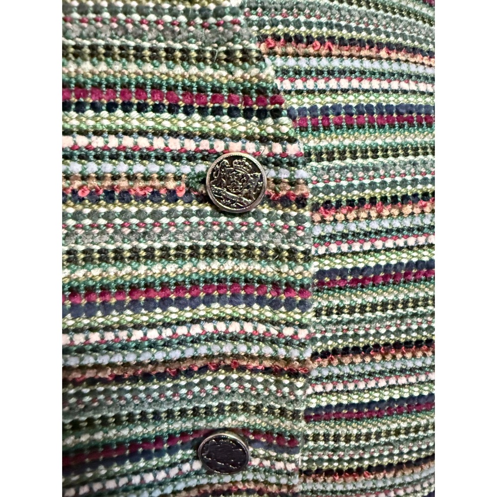 Lake Trail Studio Handwoven Vest Green Multi Color Striped Cotton Rayon Medium - Picture 2 of 8